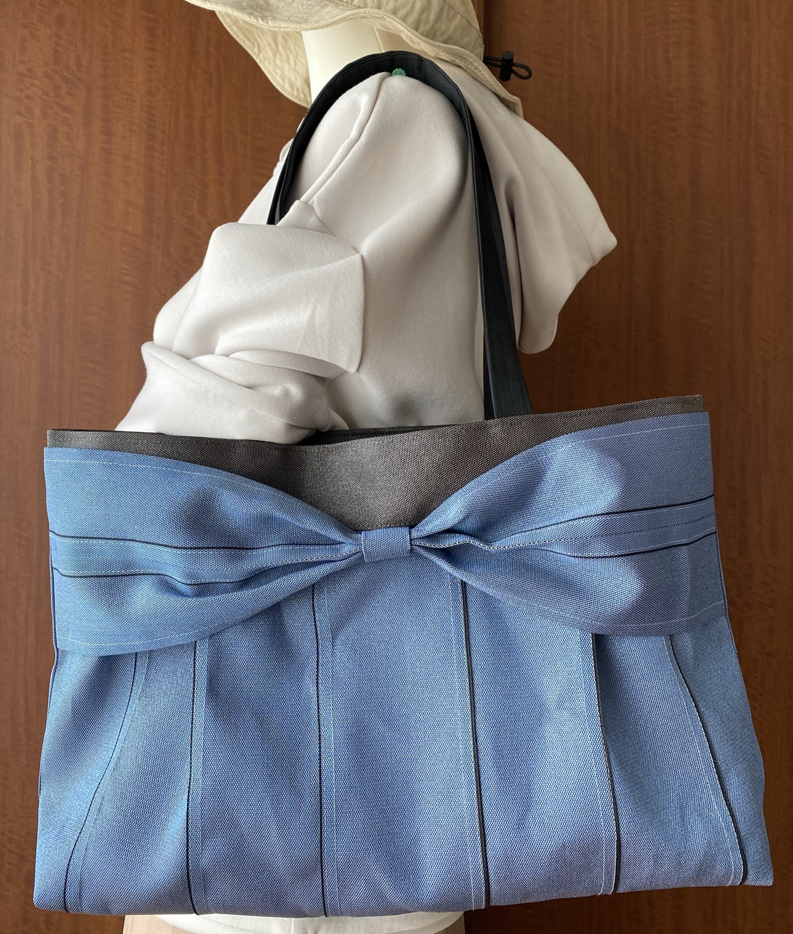 超軽量♡倉敷畳縁シンプルリボンショルダーバッグ：３点セット 受注生産】倉敷畳縁シンプルリボンショルダーバッグ(スモーキー