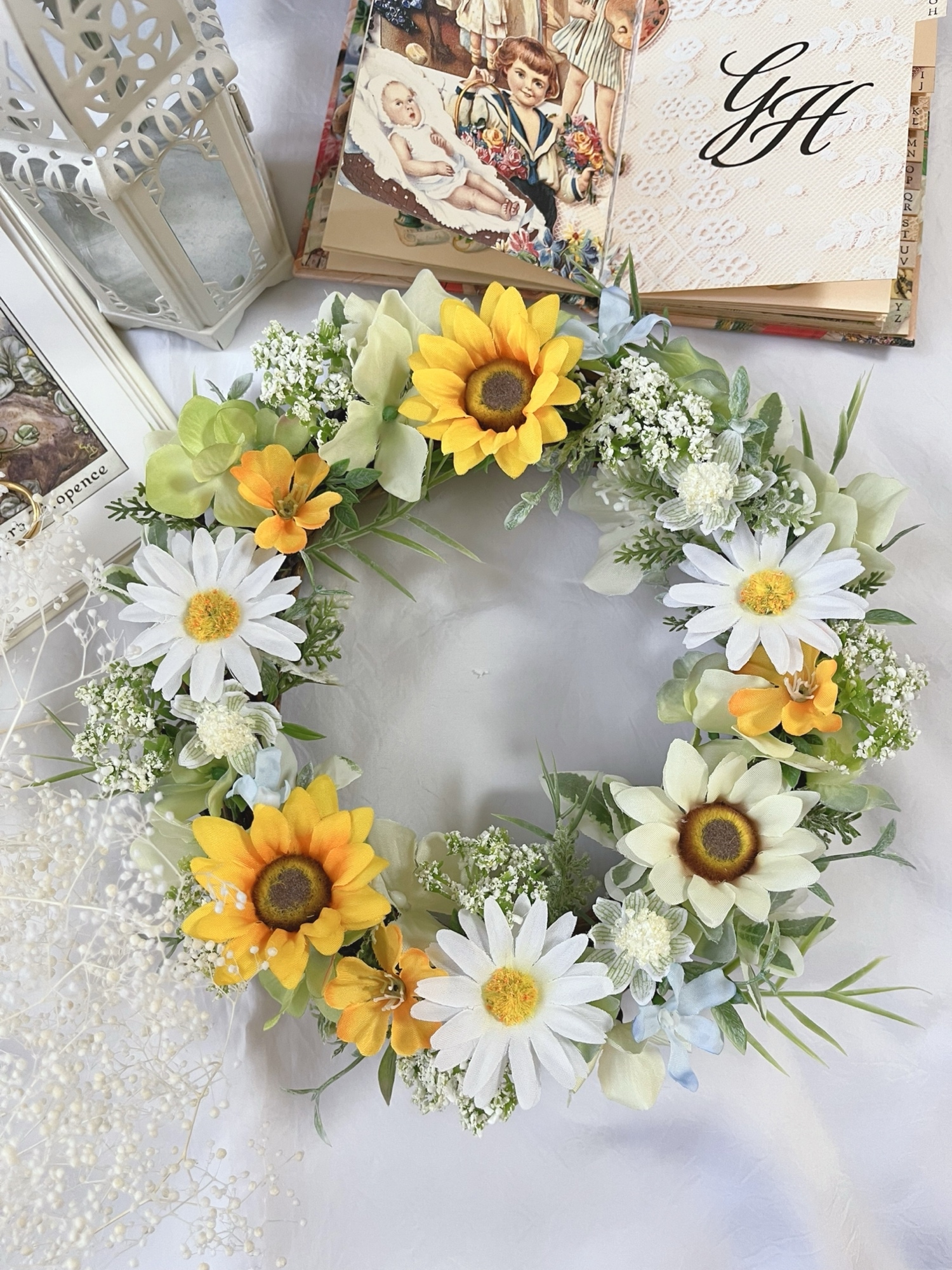 ◇初夏のリース◇ハーフリース◇プレゼント ◇初夏のリース◇サマーリース◇紫陽花リース◇ハーフリース◇リース◇