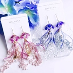 ピアス/イヤリング選択可【 花くらげ 】 handmade 和風 着物 和服 浴衣 花 フラワー ディップフラワー レース 海月 海 ドロップ イヤーカフ 