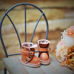 ☆ミディブライス　オビツ11　靴　ストラップミドルブーツ　茶色　ブラウン　☆　ミディブライス　オビツ11 ☆　牛ヌメ革　ドール　ハンドメイド　