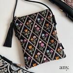 12日(土)21時🕘〜販売！new✨インド刺繍生地スマホポシェット black① ♡スマホショルダー お散歩ショルダー サコッシュ　4,380円