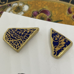 金継ぎピアス　九谷焼　能登ブルー