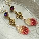 再再再販　夜の魔術部　美しいヴィンテージアクリルと　幻想ビジューのピアス　イヤリング