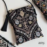 12日(土)21時🕘〜販売！new✨インド刺繍生地スマホポシェット black② ♡スマホショルダー お散歩ショルダー サコッシュ　4,380円