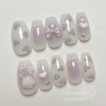 薔薇ネイル l パープルネイル l 紫ネイル l ワンホンネイル l 韓国ネイル l ガーリーネイル l  チークネイル l ネイルチップ l ネイル l 推し活