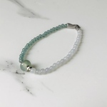 [B334-001］ ジェイド　JADE ヒスイ　本翡翠　ブレスレット　天然石　ミャンマー産　sv925 