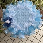 カフェマット🩵夏空light blue🩵直径51㎝（フリル含）