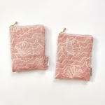 30%off summer SALE！フランス生地・パステルカラーの貝殻ポーチ（縦長S・ピンク）