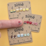 小さいピアス屋sime（しめ）の夏祭り　もっと！小粒なピアス　夏祭りセット　スイカ　りんご飴　サージカルステンレス　イヤリング対応　
