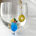 南国ブルーハワイと輪切りパイン　ピアス/イヤリング　ミニチュア　夏限定