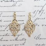 2点　ブラスゴールド　Heart Shape Openwork Connector