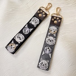 洋猫ちゃんストラップ　　足跡🐾　　インド刺繍リボン　スマホストラップ　キーホルダー　ハンドストラップ