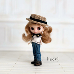 プチブライス　デニム・カンカン帽　3点セット　ハンドメイド　服