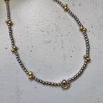 n113 ムーン モチーフ ビーズ ネックレス 金アレ対応金具/長さ変更可