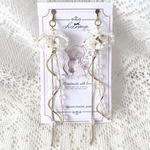 【華海月　クリア】パール クリア ガラス ロング ピアス イヤリング プレゼント ギフト ブライダル ウエディング 結婚式 お呼ばれ