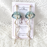 【華海月　グリーン】パール クリア ガラス ロング ピアス イヤリング プレゼント ギフト ブライダル ウエディング 結婚式 お呼ばれ