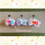 1点もの: 絞り染めつまみ細工:浴衣👘用おリボン❶❷❸