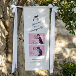 【色フォント文字変更無料!】結婚式 写真タペストリー ウェディング【リボン/ワイングラス】