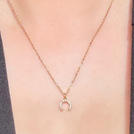new〝サージカルステンレス〟316 つけっぱなし　ジルコニアgoldネックレス　ホースシュー
