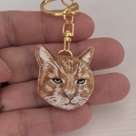 ボス猫顏の刺繍キーホルダー
