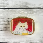 アクセサリーケース ジュエリーケース ピルケース クリスマス 白猫 旅行 持ち運びしやすい おしゃれ かわいい 猫　外国切手 デンマーク ヴィンテージ風 ギフト プチギフト トラベルグッズ 記念日 