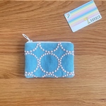 mina perhonen tambourine  ミニ ポーチ　ライト ブルー × ピンク　ミナペルホネン の刺繍生地　タンバリン
