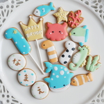 【名入れ可能】海の生きもの　ジンベエザメ　チンアナゴ　誕生日アイシングクッキー