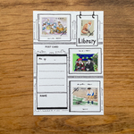 切手と合わせて絵が完成！図書館ポストカード２枚セット