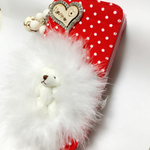 《Atelier Lovely》iPhone5/5s手帳型ケース☆ふわふわホワイトベア☆両面ケース☆
