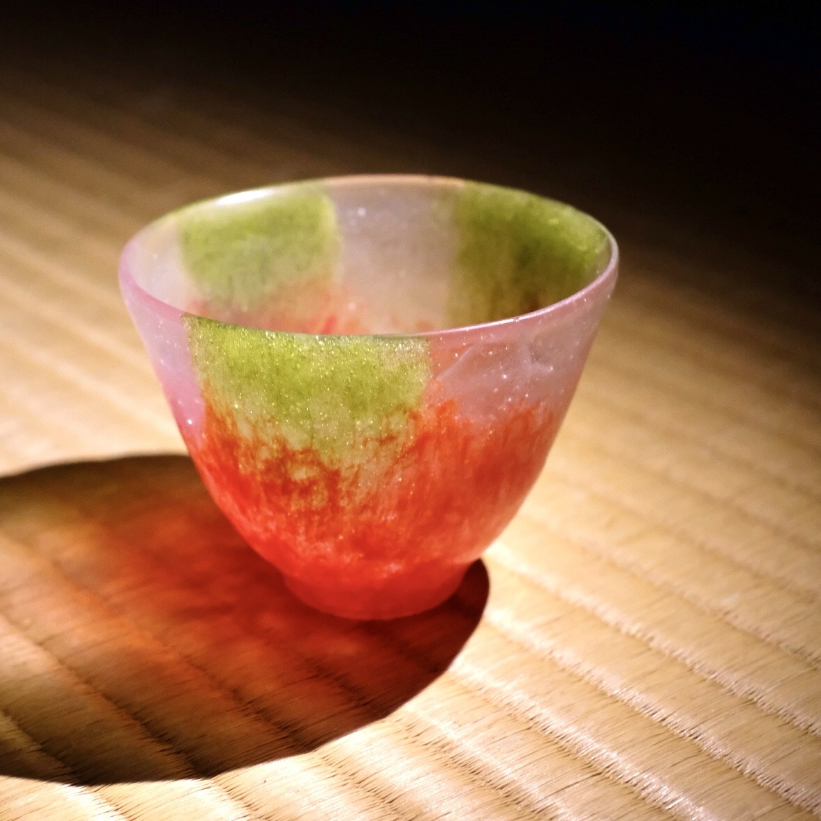 ガラス作家　佐伯泰典作　紫陽花　ぐい呑　パートドヴェール ガラス作家 佐伯泰典作 紫陽花 ぐい呑 パートドヴェール