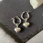 silver925製/カレンシルバーハートチャームピアス/2way