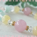 ♡花束みたいな和みのブレスレット♡ディープ ローズクォーツ♡恋愛 ほっこり パワー・ストーン 天然石アクセサリー I30
