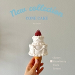 クレイケーキstrawberry corn cake コーンケーキ センイルケーキ　推しケーキ　いちご　苺　ティアラ　アンティーク　バレンタイン