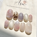 ネイルチップ  《No.109》　紫陽花ネイル　ニュアンスネイル　ピンクネイル　パープルネイル ラメネイル　お花ネイル ミラーネイル