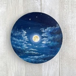 15cm丸✴︎アクリル画《原画》✴︎  On a moonlit night  ✴︎