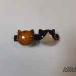 ツヤツヤ可愛い・ネコのバレッタ小