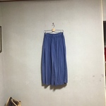 コットン　ブルーグレーギャザーパンツ