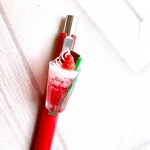 【ボールペン】いちごソーダフロート　クリスマスカラー　　ミニチュアフード 