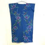 浴衣リメイク部屋着　どこか懐かしい色柄のVネックワンピース