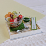 ミニチュア　抹茶フルーツあんみつプレート