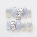 【サイズオーダー】nailtip リボンネイル ハートネイル ドットネイル アイボリーネイル 韓国ネイル 水色ネイル シンプルネイル 夏ネイル うる艶ネイル ちゅるんネイル ガーリーネイル