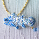 ブローチ＆バッグチャーム / シーラカンス / 魚 / ビーズ刺繍