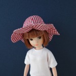 【1/6・21cm22cmドールoutfit】チューリップハット(ギンガム赤S)