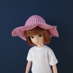 【1/6・21cm22cmドールoutfit】チューリップハット(ギンガムピンクS)