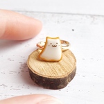  【リング】1cmのおばけねこ【ミニチュアフード】