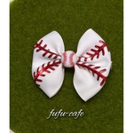 野球りぼん ⚾ ヘアクリップ  ～ baseball 赤 白 夏 ボール プレゼント ギフトに🎁