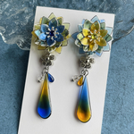 グラデ 芳月下美人 青×黄色💙💛 揺れる ピアス イヤリング