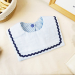 《お名前刺繍承ります》4wayセーラースタイ(L.BLUE)⭐︎出産祝い/名入れスタイ/リバーシブル/ストライプ/ボーダー/マリンスタイル/ギフトラッピング可/簡単かわいい/簡単おしゃれ