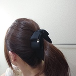 送料無料♥パール付き大人バナナクリップ(ブラック)