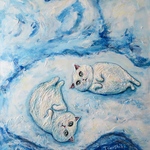 原画「流氷ねこアザラシ」 F8号  #絵画 #ねこ #白猫 #猫の絵 #猫アザラシ #流氷 #art #アート